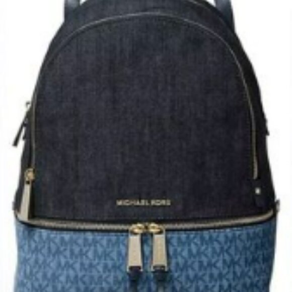 MICHAEL Michael Kors Rhea Signature Denim Backpack - Picture 2 of 7